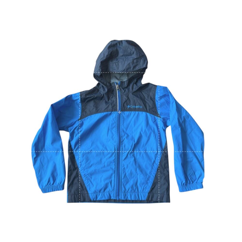 Columbia Kids Hooded Windbreaker Jacket Blue Navy Colorblock XS / 6-7
